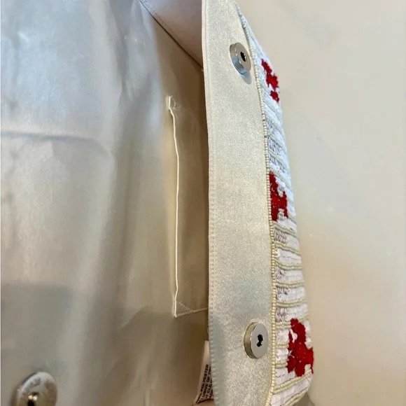 🦞 NWT Made in India White and Red Lobster Sequin Shoulder Bag - Picture 5 of 6